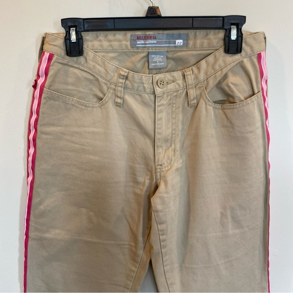 Hollister Khaki Pink Striped Pants Wide Leg Size 4 - Picture 2 of 6